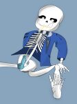  animated_skeleton balls bodily_fluids bone feet foot_focus genital_fluids genitals hi_res jacket_only leaning leaning_back male male/male peeing penis presenting presenting_penis sans_(undertale) skeleton solo translucent translucent_penis undead undertale_(series) urine urine_in_mouth watersports white_eyes 