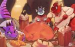  16:10 damn_that_food_looks_good dragon dwarf_dragon feast fiametz hi_res holidays kobold overweight short short_stack shortstack_dragon sienna thanksgiving thick_tail tikka weight_gain wide widescreen 