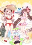  &gt;_&lt; 3girls arona_(blue_archive) bangle bikini black_bikini blue_archive bracelet breasts brown_eyes brown_hair chocolate_fountain collarbone commentary_request corn d: dx eyes_visible_through_hair flower food frilled_bikini frills fruit hair_ornament hair_ribbon hairclip halo harada_(sansei_rain) hat hat_flower highres holding holding_plate horns izumi_(blue_archive) izumi_(swimsuit)_(blue_archive) jewelry large_breasts light_brown_hair looking_at_viewer maid_headdress multiple_girls one_eye_closed open_mouth pink_bikini plate purple_eyes red_bikini ribbon scrunchie shaved_ice shizuko_(blue_archive) shizuko_(swimsuit)_(blue_archive) sign smile straw_hat sun_hat swimsuit tile_floor tiles twintails watermelon watermelon_slice wavy_hair wavy_mouth wrist_scrunchie yellow_eyes 