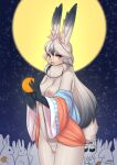  anthro areola blush breasts clothed clothing eyewear female fur genitals glasses hair hi_res lagomorph leporid looking_at_viewer mammal moon nipples pussy rabbit wolflong 