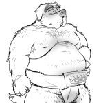  2022 absurd_res anthro asian_clothing belly big_belly canid canine canis clothing domestic_dog east_asian_clothing hi_res japanese_clothing kemono male mammal mawashi moobs nipples overweight overweight_male simple_background solo sumo sumo_wrestler yamakake 