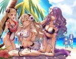  absurdres alternate_costume bangs bare_shoulders beach bikini blonde_hair blush breasts camilla_(fire_emblem) cleavage corrin_(fire_emblem) elise_(fire_emblem) fire_emblem fire_emblem_fates fire_emblem_heroes hair_between_eyes hair_over_one_eye hairband headband highres karashino large_breasts legskin leo_(fire_emblem) long_hair male_swimwear medium_breasts multiple_boys multiple_girls navel official_alternate_costume one-piece_swimsuit open_mouth pointy_ears purple_bikini purple_eyes purple_hair red_eyes ribbon sarong see-through short_hair siblings small_breasts smile swim_trunks swimsuit thighs twintails very_long_hair wavy_hair white_bikini white_hair xander_(fire_emblem) 