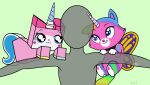  anon anthro blue_eyes domestic_cat felicity_(rainbow_butterfly_unicorn_kitty) felid feline felis female fur group horn human lego mammal multicolored_body multicolored_fur multicolored_tail perched perching pink_body rainbow_body rainbow_butterfly_unicorn_kitty rainbow_fur rainbow_tail the_lego_movie trio unicorn_horn unikitty 