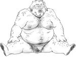  2022 anthro asian_clothing belly big_belly canid canine canis clothing domestic_dog east_asian_clothing japanese_clothing kemono male mammal mawashi moobs navel nipples overweight overweight_male simple_background sitting sumo sumo_wrestler yamakake 
