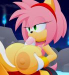  absurd_res amy_rose anthro areola bedroom_eyes big_breasts bottomwear bracelet breast_play breasts clothed clothing duo erection eulipotyphlan fellatio female genitals gloves green_eyes hair hand_on_breast handwear hedgehog hi_res huge_breasts jewelry licking male male/female mammal multicolored_body narrowed_eyes nipples oral penile penis penis_lick pink_hair seductive sega sex shorts slickehedge sonic_the_hedgehog_(series) tan_areola tan_nipples titfuck tongue tongue_out topless two_tone_body 