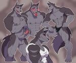  abs anthro balls biceps bulge canid canid_demon clothing demon erection eyebrows foreskin fur genitals glans grey_body grey_fur hellhound helluva_boss hi_res humanoid_genitalia humanoid_penis looking_at_viewer male male/male mammal masturbation muscular muscular_anthro muscular_male muscular_thighs muto2000_(artist) nipples nude pecs penis pose pubes quads raised_tail red_sclera sitting smile smiling_at_viewer solo thick_penis thick_thighs underwear vortex_(helluva_boss) 
