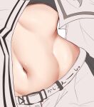  1girl arknights belt belt_buckle buckle close-up head_out_of_frame long_sleeves navel platinum_(arknights) revealing_clothes solo stomach uminekoin_kujira upper_body 