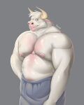  absurd_res anthro asterion_(minotaur_hotel) bovid bovine chococlass european_mythology fur greek_mythology hi_res looking_at_viewer male mammal minotaur minotaur_hotel muscular muscular_male mythology nipples one_eye_closed slightly_chubby smile smiling_at_viewer solo towel_around_waist wet white_body white_fur wink winking_at_viewer 