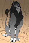  absurd_res black_hair claws disney feral hair hi_res hybrid male muscular quadruped sasamaru scar_(the_lion_king) solo tail_tuft the_lion_king toe_claws tuft 