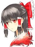  bad_id bad_pixiv_id black_hair bow chirosuke expressionless face hair_bow hair_tubes hakurei_reimu portrait red_eyes short_hair simple_background solo touhou 