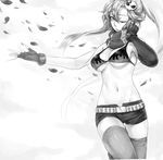  bad_id bad_pixiv_id belt bikini_top breasts fingerless_gloves formalin gloves greyscale hair_ornament hairclip headphones long_hair medium_breasts midriff monochrome navel one_eye_closed scarf short_shorts shorts solo striped striped_scarf studded_belt studded_bracelet tengen_toppa_gurren_lagann thighhighs underboob yoko_littner 