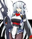  bad_id bad_pixiv_id black_legwear bodysuit breasts cover cover_page grey_eyes grey_hair horizon_ariadust kodama_yuu kyoukaisenjou_no_horizon large_breasts long_hair pantyhose solo very_long_hair weapon 