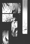  blood broken broken_cup comic cup cuts doujinshi greyscale hakurei_reimu highres injury monochrome multiple_girls shatter shuriken silent_comic teacup touhou ugatsu_matsuki yakumo_ran 