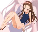 :d a1 ass bangs barefoot blush body_blush bow brown_eyes brown_hair clothed_sex covered_nipples disembodied_penis feet flat_chest footjob hair_bow hairband halftone halftone_background happy_sex idolmaster idolmaster_(classic) leaning_back legs legs_up long_hair minase_iori navel one-piece_swimsuit open_mouth penis profile pussy_juice reclining school_swimsuit sitting smile swimsuit uncensored wet when_you_see_it zoom_layer 