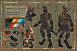 2021 abs ankh anthro anubian_jackal blue_eyes bottomwear canid canine canis cape clothed clothing digitigrade egyptian english_text featureless_crotch greenthelazydragon jackal loincloth male mammal model_sheet nude solo text 
