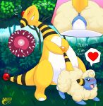  ampharos blush bovid caprine digital_media_(artwork) duo female female_penetrated feral generation_2_pokemon genitals hi_res impregnation makoto177 male male/female male_penetrating male_penetrating_female mammal mareep nintendo open_mouth ovum penetration penis pokemon pokemon_(species) pussy sex sperm_cell text tongue tongue_out vaginal vaginal_penetration video_games yellow_body 