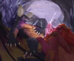  absurd_res bodily_fluids briiiz capcom claws cum cum_on_face cumshot dragon duo ejaculation elder_dragon erection fellatio feral finger_claws genital_fluids genitals hi_res licking male male/male monster_hunter nergigante oral penile penis penis_lick sex teostra toe_claws tongue tongue_out video_games 