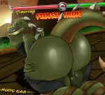  absurd_res anthro balls butt clothing el_booki genitals green_body hi_res looking_back male mortal_kombat presenting presenting_hindquarters raised_tail reptile_(mortal_kombat) scalie torn_clothing video_games 