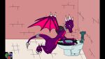  activision animated anthro bathroom bodily_fluids clog clogged courtesy cynder dragon embarrassed female feral flush flushing hi_res hurl ill nausea perspectivezero public public_restroom restroom_stall solo spyro_the_dragon toilet toilet_use video_games vomit 