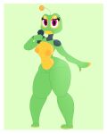  2020 5_fingers absurd_res amphibian animatronic antenna_wire anthro areola female fingers five_nights_at_freddy&#039;s freddy_fazbear&#039;s_pizzeria_simulator frog full-length_portrait green_body happy_frog_(fnaf) hi_res machine microphone nipples orange_areola orange_nipples pink_eyes portrait robot scottgames simple_background smile solo thick_thighs video_games zhenai 