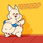  4th_of_july aggressive_retsuko animal_humanoid anthro bikini burger canid canid_humanoid canine canine_humanoid clothing fawxen female fennec fennec_humanoid fenneko food fox fox_humanoid humanoid mammal mammal_humanoid sanrio solo swimwear text weight_gain 