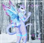  absurd_res anthro aurora_(disambiguation) dragon emadbz female forest hi_res plant solo tree winter 