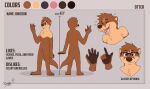  anthro brown_body brown_ears brown_fur brown_hair brown_nose brown_tail chest_tuft closed_smile color_swatch crotch_tuft dark_eyes english_text eyes_closed fangs featureless_crotch front_view fur glistening glistening_eyes grey_background grey_eyes hair hi_res laugh lutrine male mammal model_sheet mouth_closed mustelid nude open_mouth open_smile pache_riggs pink_tongue rear_view short_hair signature simple_background smile solo standing tan_body tan_fur tan_inner_ear text tongue tuft whiskers 