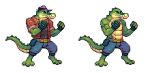  2022 alligator alligatorid alpha_channel anthro bottomwear brok_(character) brok_the_investigator clothing crocodilian green_body hat headgear headwear humanoid_hands male muscular muscular_male omegachaino pants reptile scalie shirt simple_background solo topwear transparent_background video_games 