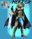  1_eye armor blue_hair cape clothing diamond_grenadier fur_collar generation_6_pokemon genitals ghost glowing glowing_eyes glowing_genitalia glowing_penis hair hektor_the_horny_edgy_knight hi_res holding_object holding_sword holding_weapon honedge humanoid knight male melee_weapon nintendo penis pokemon pokemon_(species) pokemon_humanoid pokemorph poking_out solo spirit sword torn_clothing undead video_games warrior weapon 