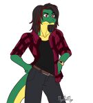  animated annoyed anthro calculator casio clock flannel_shirt icarus_aresane lizard male nyagirl reptile scalie waiting watch 