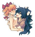  blue_bow blue_hair bow bracelet commentary_request drill_hair hair_bow jewelry long_hair re_ghotion siblings sisters touhou yorigami_jo&#039;on yorigami_shion 