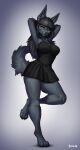  anthro black_body black_fur breasts canid canine canis clothed clothing dress ear_piercing female foxovh fur hi_res mammal nightshade_(kadath) piercing solo wolf 