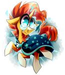  2019 beard blue_eyes cape clothing digital_media_(artwork) ears_down equid equine eyewear facial_hair feral floppy_ears friendship_is_magic glasses hair hasbro hi_res horn magic male mammal my_little_pony nekosnicker orange_hair orange_tail pivoted_ears signature solo sunburst_(mlp) teeth unicorn wavy_mouth wide_eyed yellow_body 