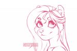  2022 anime_eyes anthro bailee_(nikoyishi) big_eyes canid canine canis domestic_dog female hair inner_ear_fluff long_hair looking_at_viewer mammal monochrome nikoblush portrait shiba_inu simple_background sketch smile solo spitz tuft 