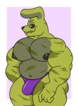  2022 anthro big_butt big_pecs butt clothing dark_eyes digital_media_(artwork) eyebrows five_nights_at_freddy&#039;s five_nights_at_freddy&#039;s_3 genitals green_body lagomorph leporid male mammal muscular muscular_male nipples nt6969 pecs rabbit scottgames scut_tail short_tail solo springtrap_(fnaf) underwear video_games 