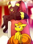  absurd_res anthro chair colorful duo eeveelution female feral furniture generation_1_pokemon generation_2_pokemon hi_res male male/female nintendo pokemon pokemon_(species) throne umbreon video_games vulpix 