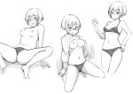  1girl against_wall bra breasts clothes_lift condom glasses greyscale ippongui medium_breasts monochrome navel nipples open_mouth original panties sketch smile sweater sweater_lift topless turtleneck turtleneck_sweater underwear 