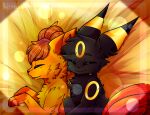  colorful cuddling eeveelution female feral generation_1_pokemon generation_2_pokemon glistening glistening_body hi_res male male/female nintendo nuzzling pokemon pokemon_(species) prizrak umbreon video_games vulpix 