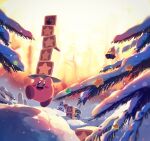  bell blush character_request drooling highres kirby kirby_(series) looking_at_another looking_away magolor marx_(kirby) open_mouth outdoors saliva smile snow snowing sparkling_eyes suyasuyabi tree wings 