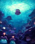  absurdres bubble character_request closed_mouth coral coral_reef goggles highres kirby kirby_(series) light_rays looking_at_another no_humans scenery sunbeam sunlight suyasuyabi swimming underwater 