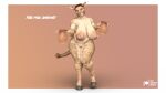  3d_(artwork) age_difference anthro big_breasts black_clothing black_hooves black_panties black_underwear blue_eyes bodily_fluids bovid bovine breast_milking breasts cattle clothing digital_media_(artwork) english_text female genitals hi_res holding_object hooves horn lactating lowhangingfruit3d mammal mature_anthro mature_female milk nipples nude panties pussy simple_background size_difference solo text thick_thighs underwear wide_hips 