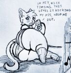  anthro big_butt butt clothed clothing english_text fauxtellno1 felid feline female footwear mae_borowski mammal night_in_the_woods panties socks solo text thick_thighs underwear video_games 
