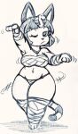  animal_crossing ankha_(animal_crossing) chest_wraps clothed clothing dancing eyes_closed fauxtellno1 felid feline female mammal motion_lines nintendo solo video_games wide_hips wrappings wraps 