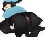  2022 anthro big_butt black_body black_nose bottomless butt chubby_anthro chubby_male clothed clothing disney duo erokaiga felid feline genitals goof_troop hot_dogging huge_butt male male/male mammal penis pj_(goof_troop) 