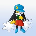  2022 anthro atomic_cat belt black_body black_fur blue_clothing blue_hat blue_headwear blue_high_heels clothed clothing crossdressing domestic_cat dress felid feline felis footwear fur gloves handwear hat headgear headwear hi_res high_heels hybrid klonoa klonoa_(series) lagomorph leporid long_ears male_(lore) mammal pac-man_(series) rabbit red_clothing red_dress solo video_games white_body white_fur yellow_clothing yellow_eyes yellow_gloves yellow_handwear 