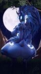  adriandustred breasts butt crouching female kindred_(lol) league_of_legends looking_at_viewer looking_back looking_back_at_viewer moon night nude outside rear_view riot_games solo video_games 