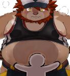  2022 anhrmgzo anthro belly big_belly blush brown_body duo embrace felid hug kemono lifewonders lion male mammal moobs nipples overweight overweight_male pantherine size_difference tokyo_afterschool_summoners vapula_(tas) video_games 