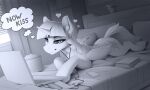  &lt;3 bed book computer cutie_mark earbuds equid equine food friendship_is_magic furniture headphones horn laptop mammal monochrome my_little_pony on_bed popcorn thought_bubble twilight_sparkle_(mlp) winged_unicorn wings yakovlev-vad 