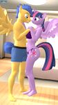  anthro big_breasts bikini breasts clothing cutie_mark daveman1000 duo equid equine female flash_sentry_(mlp) friendship_is_magic hand_on_breast hi_res horn looking_at_another male male/female mammal my_little_pony nose_to_nose pegasus princess_twilight_sparkle_(mlp) swimming_trunks swimwear twilight_sparkle_(mlp) winged_unicorn wings 