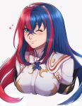  1girl absurdres alear_(fire_emblem) alear_(fire_emblem)_(female) armor bangs blue_eyes blue_hair blush breasts crossed_bangs evomanaphy fire_emblem fire_emblem_engage hair_ornament hairband highres jewelry long_hair looking_at_viewer medium_breasts multicolored_hair one_eye_closed red_hair smile solo tiara two-tone_hair very_long_hair 